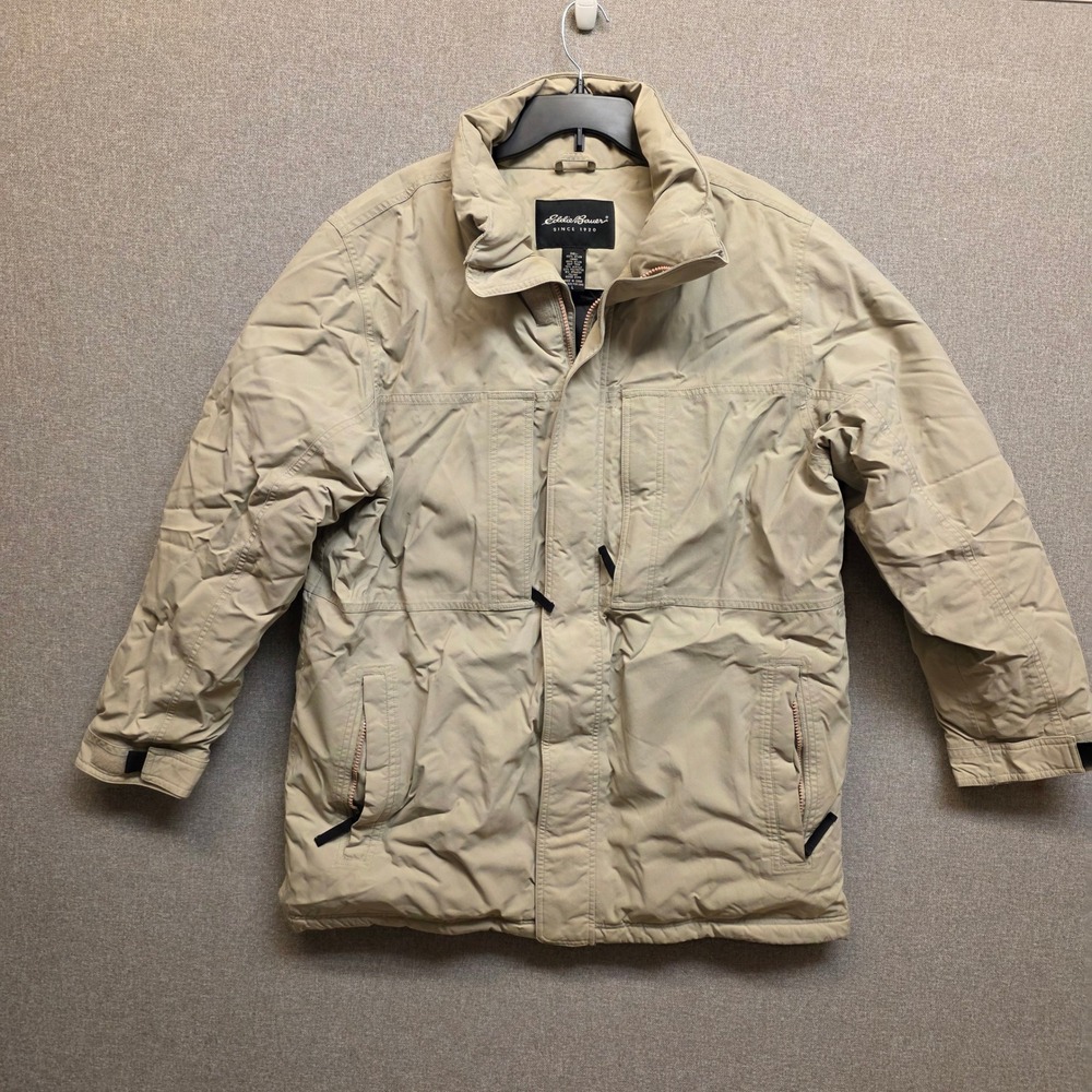 Vintage Eddie Bauer Mens L Tan Goose Down Parka 0953 Gorpcore Heritage 90s